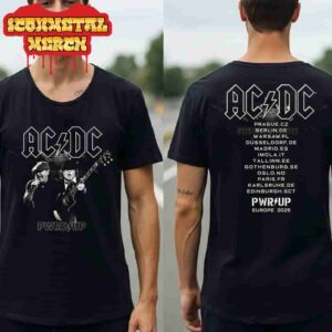 AC DC Angus And Brian PWR UP Europe Tour 2025 City List Two Sided Classic T-Shirt