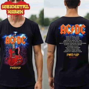 AC DC Angus Gibson PWR UP Europe Tour 2025 City List Two Sided Classic T-Shirt