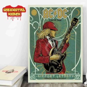 AC DC Prague PWR UP Europe Tour 2025 Event Poster At Letany Airport Prague Czech Republic On June 26th 2025 Wall Decor Poster Canvas