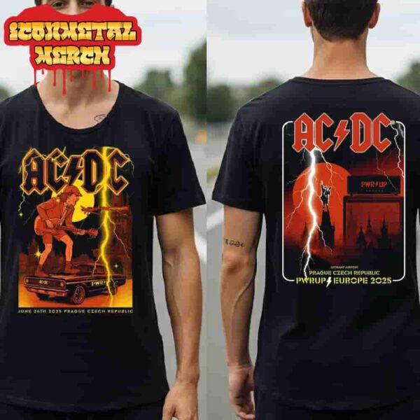 AC DC Prague PWR UP Europe Tour 2025 Event Tee At Letany Airport Prague Czech Republic On June 26th 2025 Two Sided Classic T-Shirt
