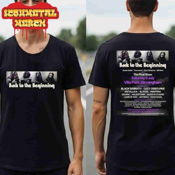 Black Sabbath With Ozzy Osbourne And Metallica Back To The Beginning The Final Show At Villa Park Birmingham On Sat July 5th 2025 Two Sided Classic T-Shirt