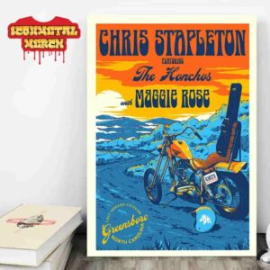 Chris Stapleton All-American Road Show Tour 2025 Poster At Greensboro NC On June 18th 2025 Wall Decor Poster Canvas