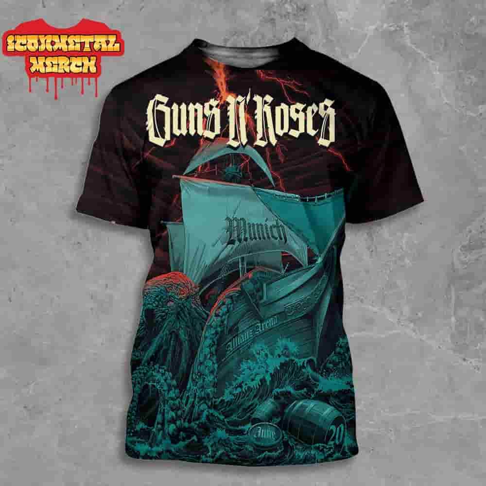 Guns N Roses World Tour 2025 Event Poster At Allians Arena Munich DE On June 20th 2025 All Over Print Shirt Guns N Roses World Tour 2025 Event Poster At Allians Arena Munich DE On June 20th 2025 All Over Print Shirt