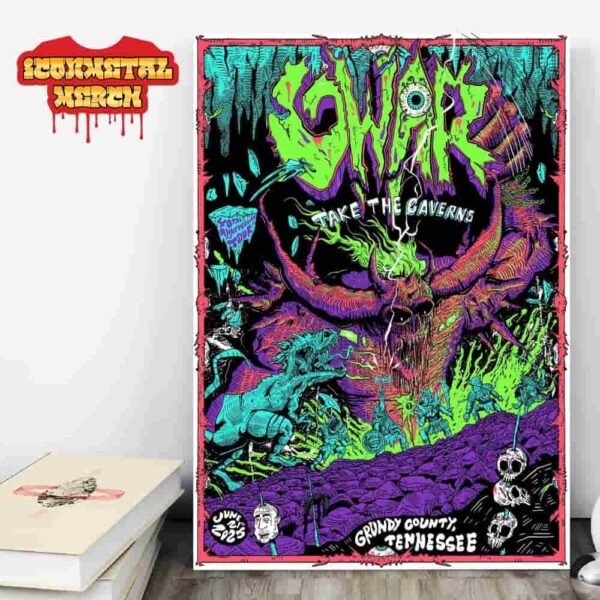 Gwar Take The Caverns 40th Anniversary Tour Poster At The Grundy County TN On June 21st 2025 Wall Decor Poster Canvas