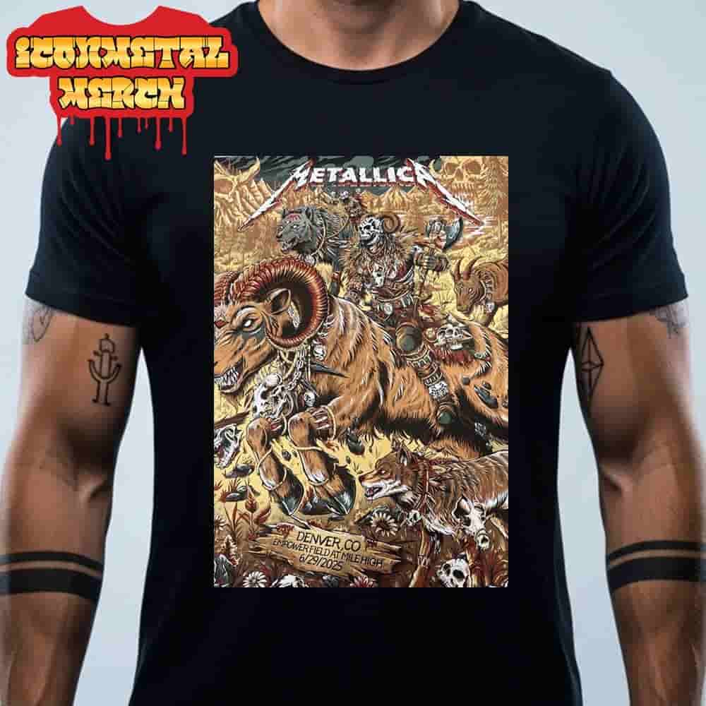 Metallica M72 Denver North American Tour 2025 Poster Tee Second Night At Empower Field At Mile High Denver CO On June 29th 2025 Classic T-Shirt Metallica M72 Denver North American Tour 2025 Poster Tee Second Night At Empower Field At Mile High Denver CO On June 29th 2025 Classic T-Shirt