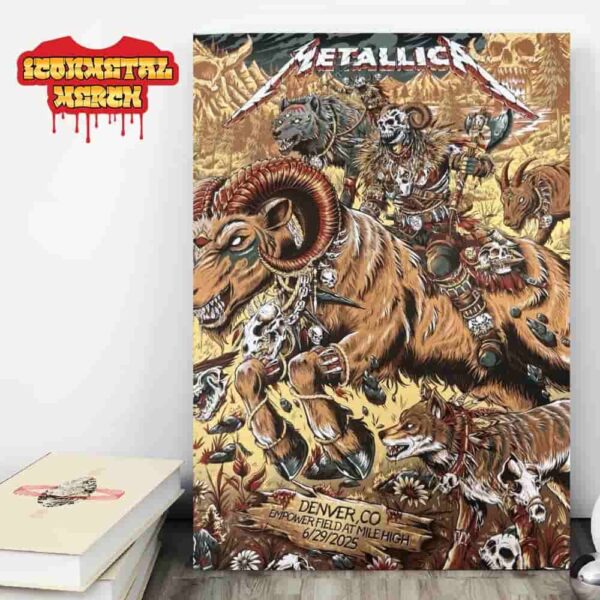 Metallica M72 Denver North American Tour 2025 Venue Poster Second Night At Pop Up Store Empower Field At Mile High Denver CO On June 29th 2025 Wall Decor Poster Canvas