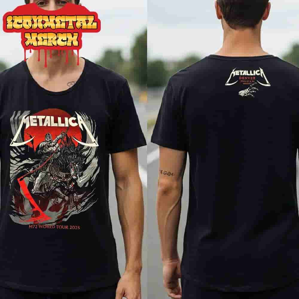 Metallica M72 Denver North American Tour 2025 Venue Tee At Empower Field At Mile High Denver CO On June 27th And 29th 2025 Two Sided Classic T-Shirt Metallica M72 Denver North American Tour 2025 Venue Tee At Empower Field At Mile High Denver CO On June 27th And 29th 2025 Two Sided Classic T-Shirt