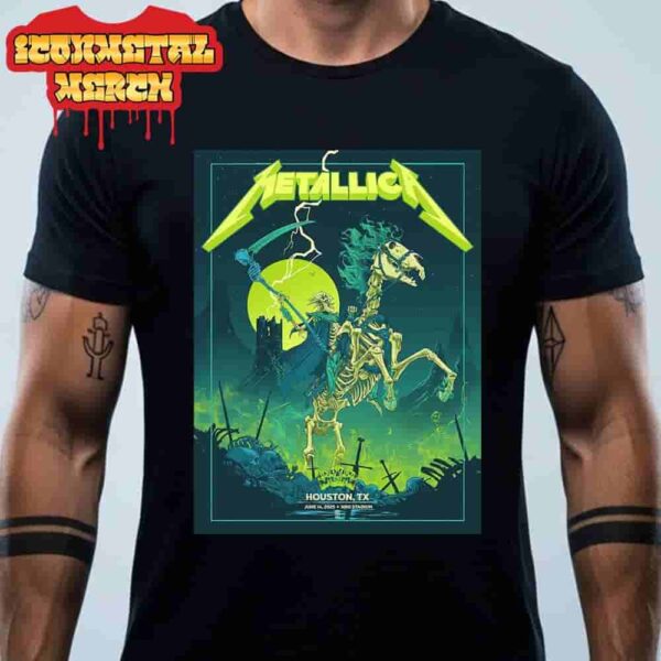 Metallica M72 Houston North American Tour 2025 Pop Up Store Venue Poster At NRG Stadium Houston Texas On June 14th 2025 Classic T-Shirt