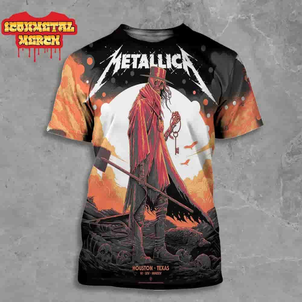 Metallica M72 Houston North American Tour 2025 Venue Poster At Pop Up Store NRG Stadium Houston Texas On June 14th 2025 All Over Print Shirt Metallica M72 Houston North American Tour 2025 Venue Poster At Pop Up Store NRG Stadium Houston Texas On June 14th 2025 All Over Print Shirt