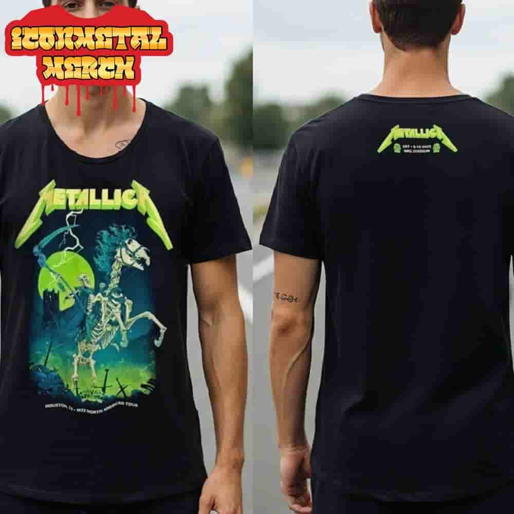 Metallica M72 Houston North American Tour 2025 Venue Tee At Pop Up Store NRG Stadium Houston Texas On June 14th 2025 Two Sided Classic T-Shirt Metallica M72 Houston North American Tour 2025 Venue Tee At Pop Up Store NRG Stadium Houston Texas On June 14th 2025 Two Sided Classic T-Shirt