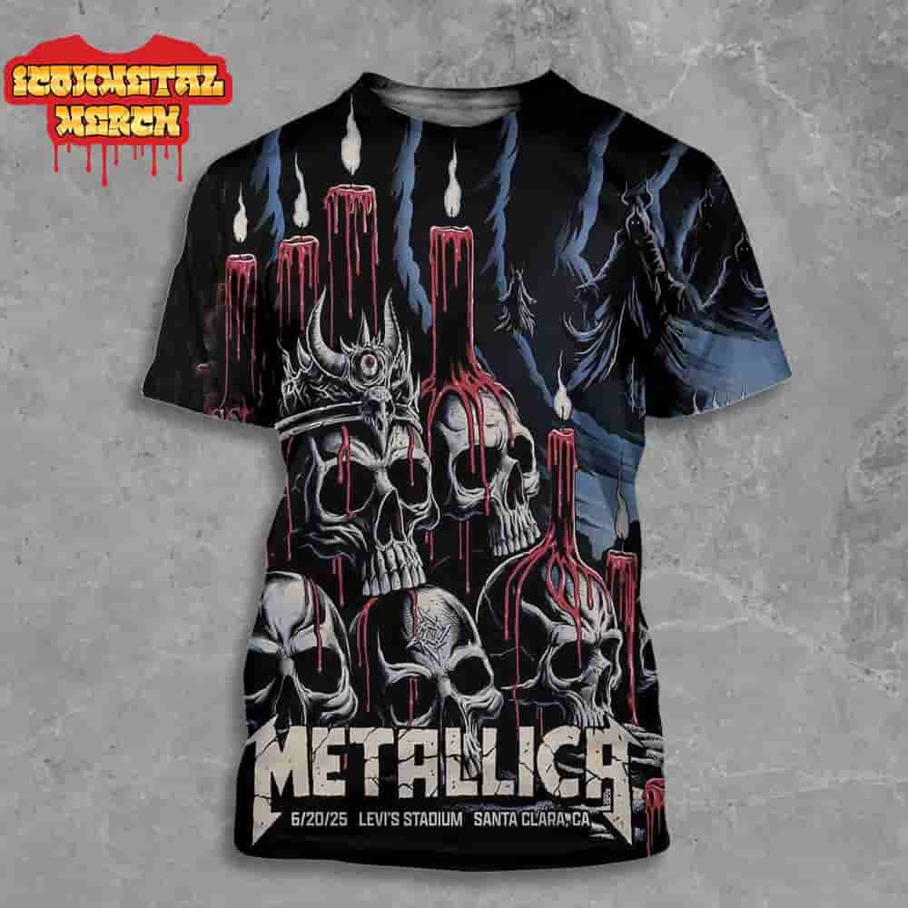 Metallica M72 Santa Clara North American Tour 2025 First Night Venue Poster At Levi Stadium Santa Clara CA On June 20th 2025 All Over Print Shirt Metallica M72 Santa Clara North American Tour 2025 First Night Venue Poster At Levi Stadium Santa Clara CA On June 20th 2025 All Over Print Shirt