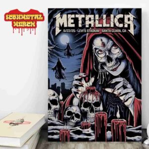 Metallica M72 Santa Clara North American Tour 2025 Second Night Venue Poster At Levi Stadium Santa Clara CA On June 22th 2025 Wall Decor Poster Canvas