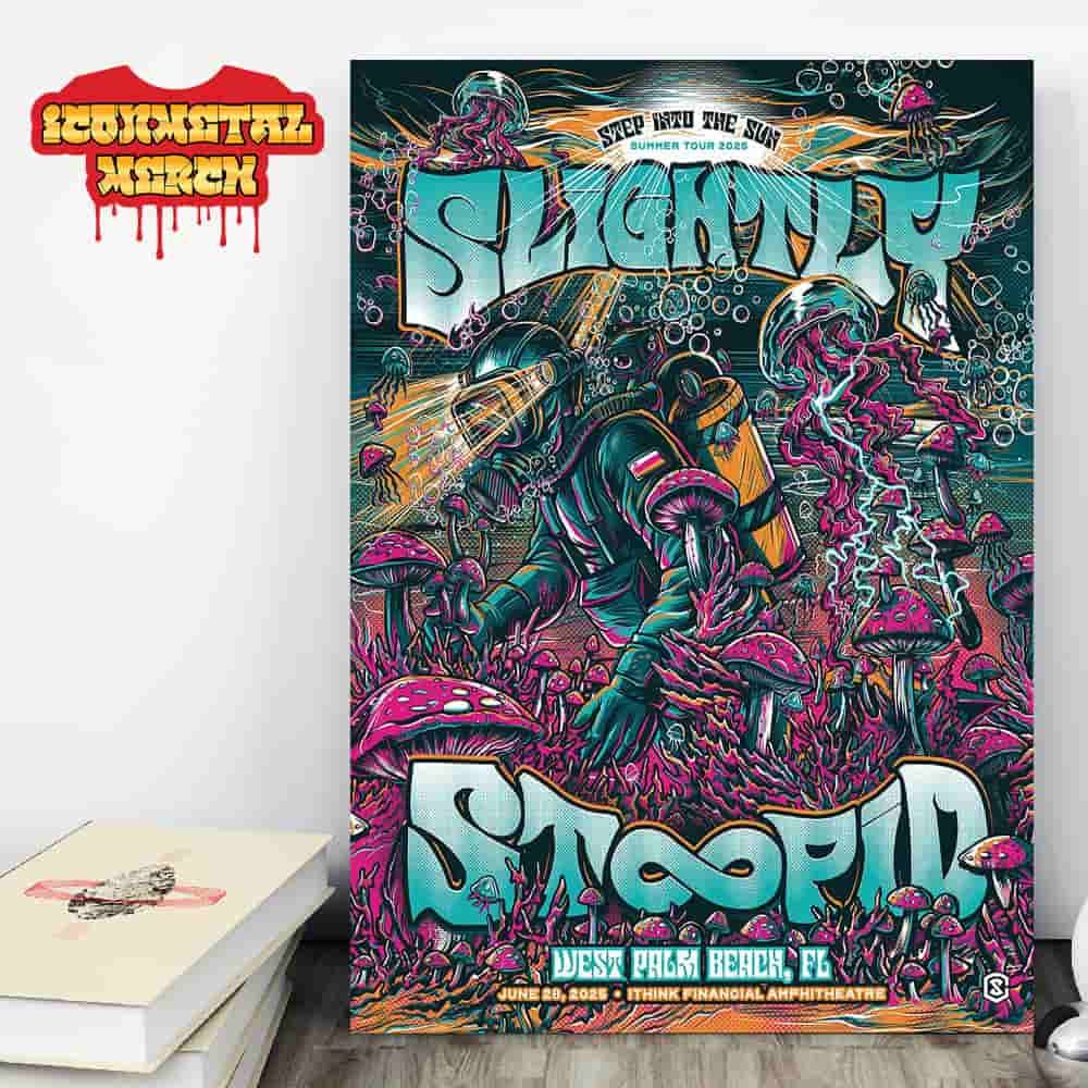 Slightly Stoopid Step Into The Sun Summer Tour 2025 Poster At iThink Financial Amphitheatre West Palm Beach FL On June 28th 2025 Wall Decor Poster Canvas Slightly Stoopid Step Into The Sun Summer Tour 2025 Poster At iThink Financial Amphitheatre West Palm Beach FL On June 28th 2025 Wall Decor Poster Canvas