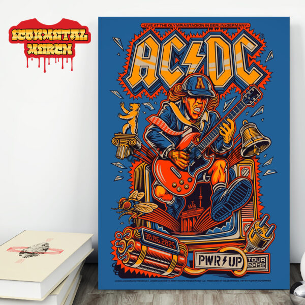 AC DC Berlin PWR UP World Tour Poster 2025 At Olympiastadion Berlin DE On June 30th 2025 Wall Decor Poster Canvas