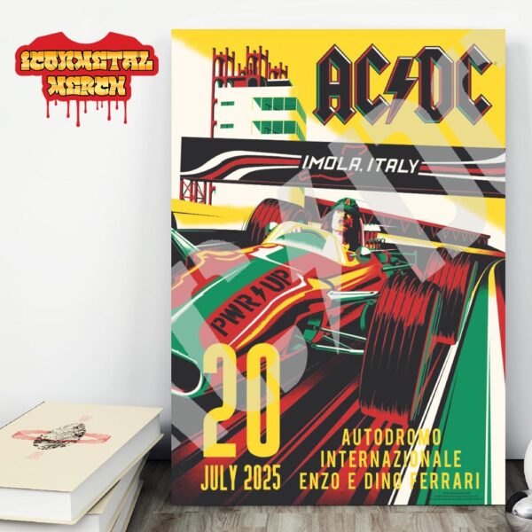 AC DC Imola PWR UP Tour 2025 Event Poster At Autpdromo Internazionale Enzo E Dino Ferrari Italy On July 20th 2025 Wall Decor Poster Canvas
