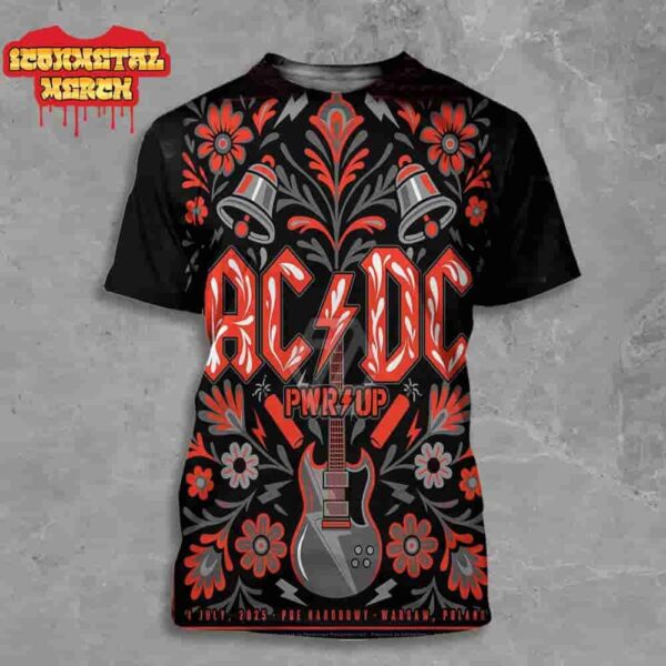 AC DC Warsaw PWR UP Tour Poster At PGE Narodowy Warsaw Poland On 4th July 2025 All Over Print Shirt