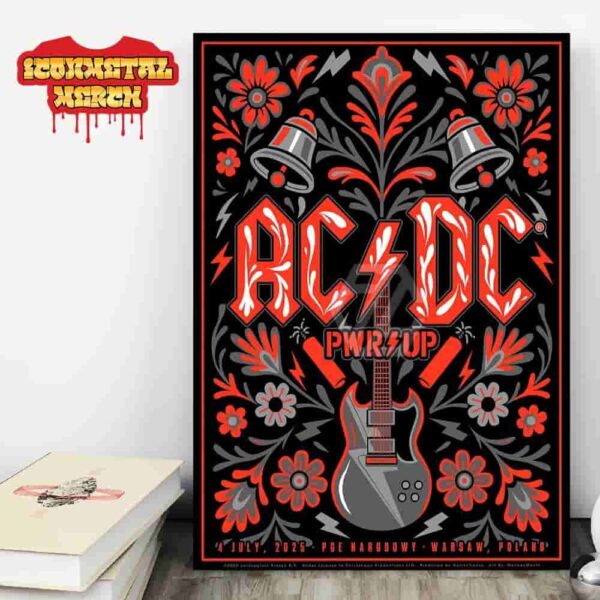 AC DC Warsaw PWR UP Tour Poster At PGE Narodowy Warsaw Poland On 4th July 2025 Wall Decor Poster Canvas