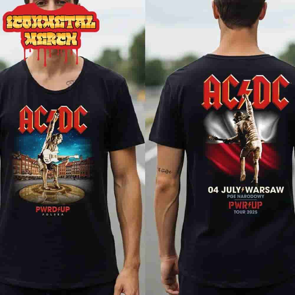 AC DC Warsaw PWR UP Tour Tee At PGE Narodowy Warsaw Poland On 4th July 2025 Two Sided Classic T-Shirt AC DC Warsaw PWR UP Tour Tee At PGE Narodowy Warsaw Poland On 4th July 2025 Two Sided Classic T-Shirt