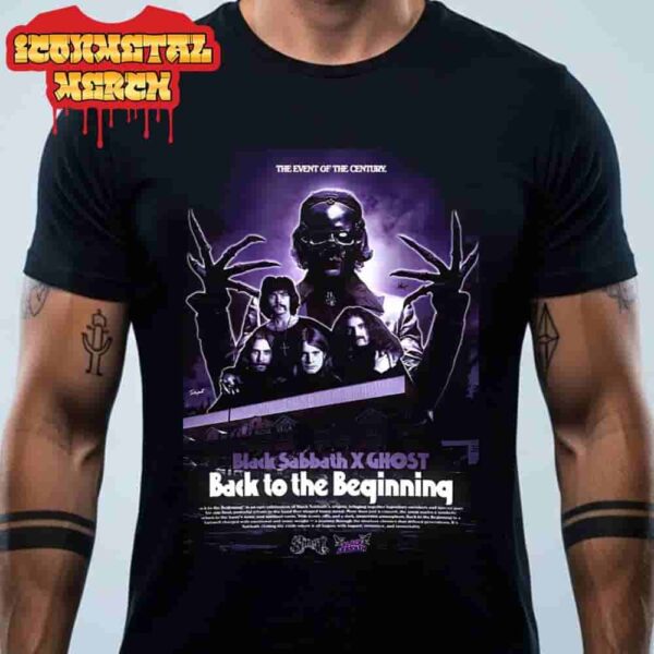 Black Sabbath x Ghost Back To The Beginning Event Poster The Event Of The Century At Villa Park Birmingham On July 5th 2025 Classic T-Shirt