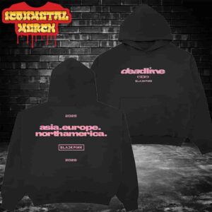 Blackpink Deadline World Tour 2025-2026 Continent Logo Hoodie Black City List Two Sided Classic T-Shirt