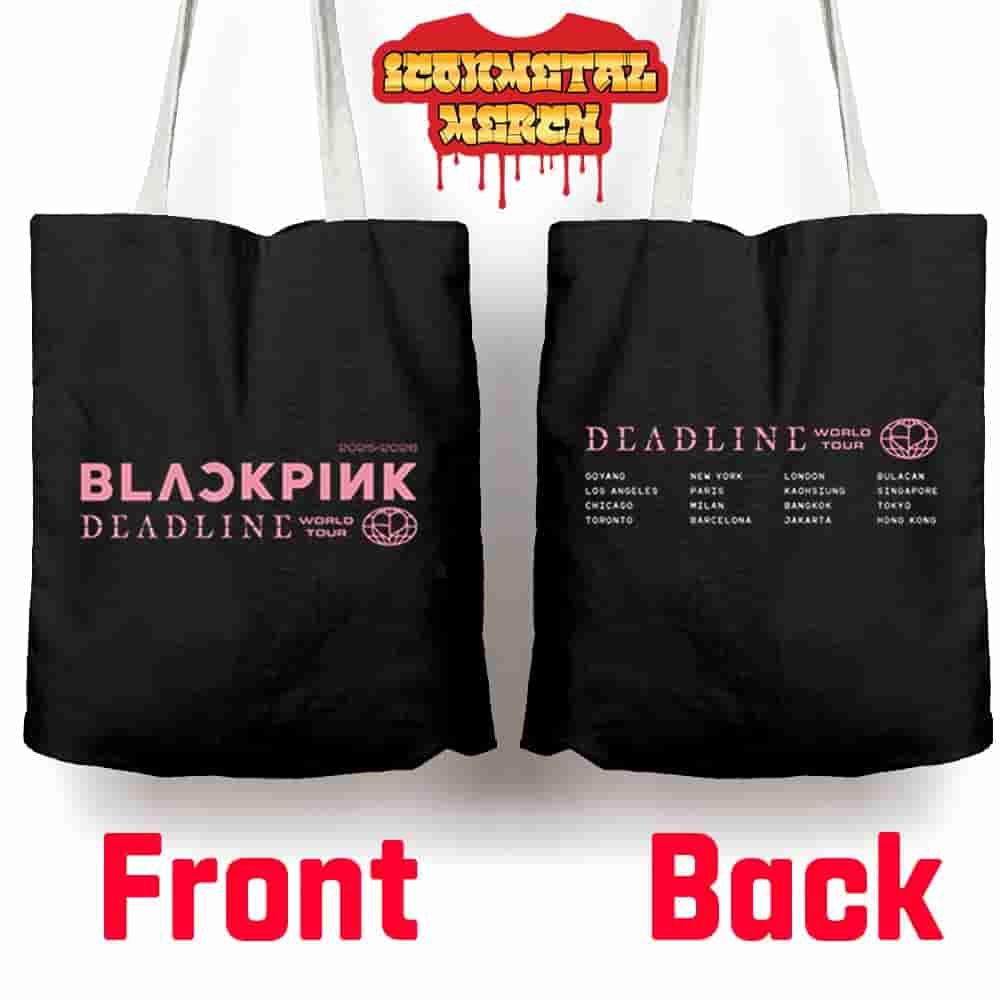 Blackpink Deadline World Tour 2025-2026 World Tour Black City List Tote Bag Blackpink Deadline World Tour 2025-2026 World Tour Black City List Tote Bag