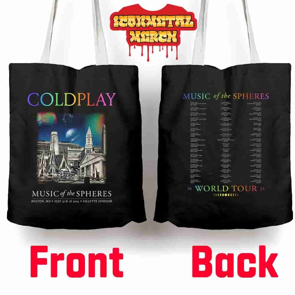 Coldplay 2025 Boston Music Of The Spheres Limited Edition Tour Tee At Gillete Stadium On July 15th And 16th 2025 Tote Bag Coldplay 2025 Boston Music Of The Spheres Limited Edition Tour Tee At Gillete Stadium On July 15th And 16th 2025 Tote Bag
