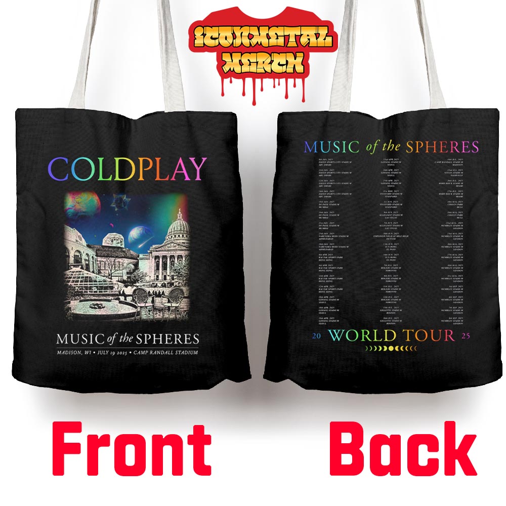 Coldplay Madison Music Of The Spheres Limited Edition Tour 2025 At Camp Randall Stadium WI On July 19th 2025 Tote Bag