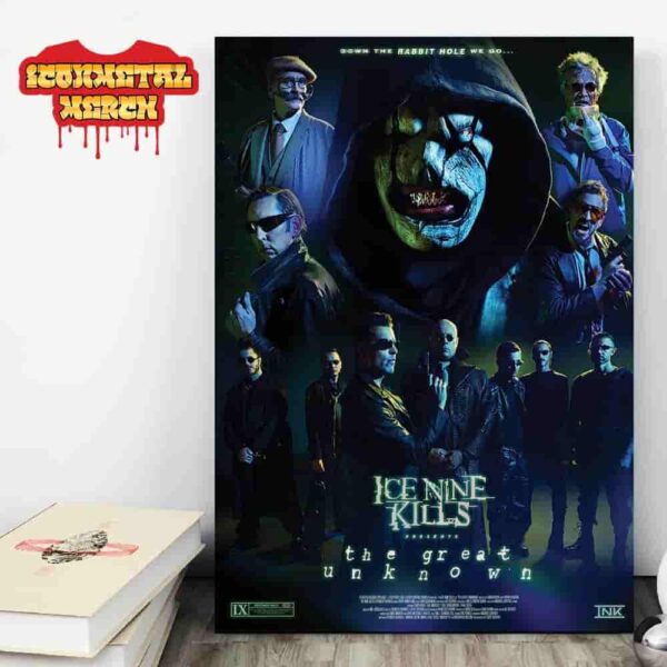Ice Nine Kills The Great Unknown Autographed Movie Poster Down The Rabbit Hole We Go Wall Decor Poster Canvas