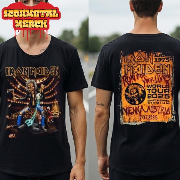 Iron Maiden Run For Your Lives World Tour 2025 Event Tee At Ernst Happel Stadium Vienna Austria On July 17th 2025 Two Sided Classic T-Shirt
