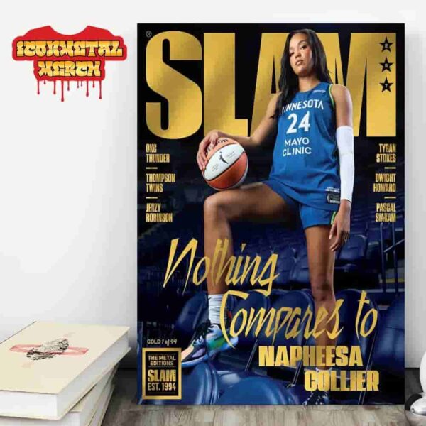 Napheesa Collier Minnesota Lynx Gold Metal Edition Slam 257 Magazine Lastest Cover Nothing Compares To 2025 WNBA Wall Decor Poster Canvas