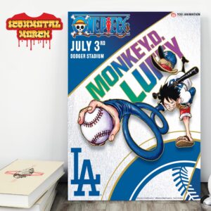 One Piece x Los Angeles Dodgers Collabration Night At Dodgers Stadium On July 3rd 2025 Wall Decor Poster Canvas