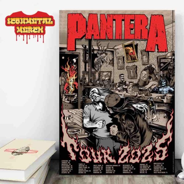 Pantera Cowboy From Hell 2025 Tour Lithograph Poster City List Merch Limited Wall Decor Poster Canvas