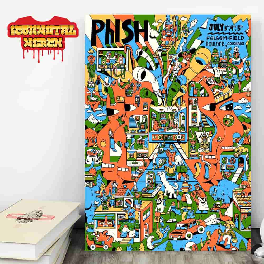 Phish Event Artwork Poster At Folsom Field Boulder CO From July 3rd To 5th 2025 Wall Decor Poster Canvas Phish Event Artwork Poster At Folsom Field Boulder CO From July 3rd To 5th 2025 Wall Decor Poster Canvas
