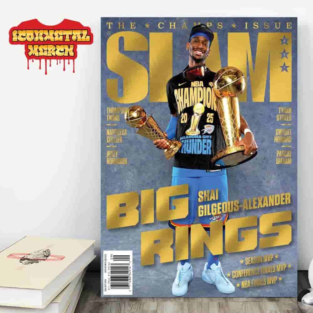 Shai Gilgeous-Alexander Gold Metal Edition Slam 257 Magazine Lastest Cover Big Rings NBA Champs 2025 Wall Decor Poster Canvas Shai Gilgeous-Alexander Gold Metal Edition Slam 257 Magazine Lastest Cover Big Rings NBA Champs 2025 Wall Decor Poster Canvas