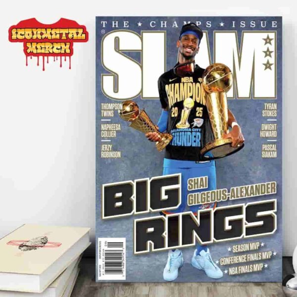 Shai Gilgeous-Alexander On Slam 257 Magazine Lastest Cover Big Rings NBA Champs 2025 Wall Decor Poster Canvas