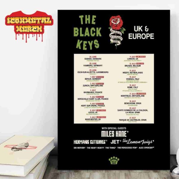 The Black Keys No Rain No Flowers Tour 2025 UK And Europe Dates And Places List Wall Decor Poster Canvas