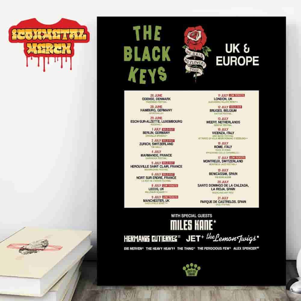 The Black Keys No Rain No Flowers Tour 2025 UK And Europe Dates And Places List Wall Decor Poster Canvas The Black Keys No Rain No Flowers Tour 2025 UK And Europe Dates And Places List Wall Decor Poster Canvas